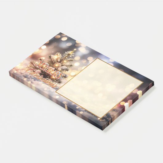 Large Sparkling Christmas Tree Holidays Post-it Klebezettel (angewinkelt)