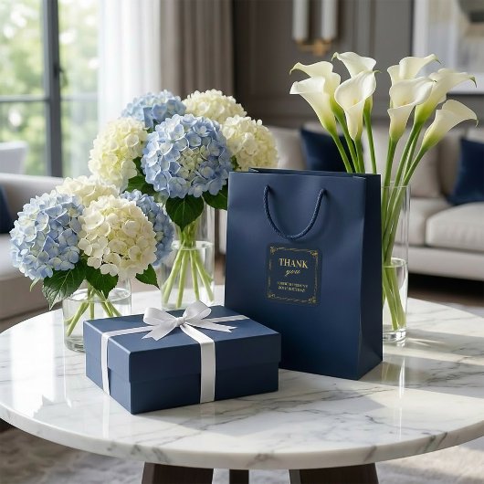 Large Stickers Navy Gold 80th Birthday Thank You