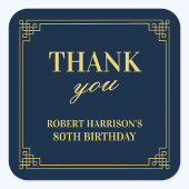 Large Stickers Navy Gold 80th Birthday Thank You