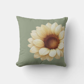 Large Sunflower Sage Green Throw Pillow Kissen
