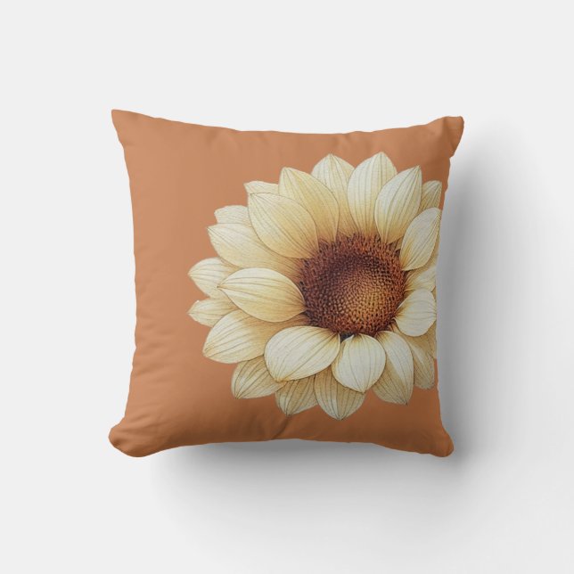 Large Sunflower Terra Cotta Throw Pillow Kissen (Vorderseite)