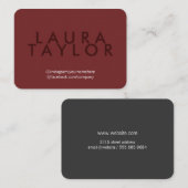 Large Text Deep Red Gray Visitenkarte (Vorne/Hinten)