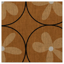 Large Warm Mustard Floral Tile - Natural Linen