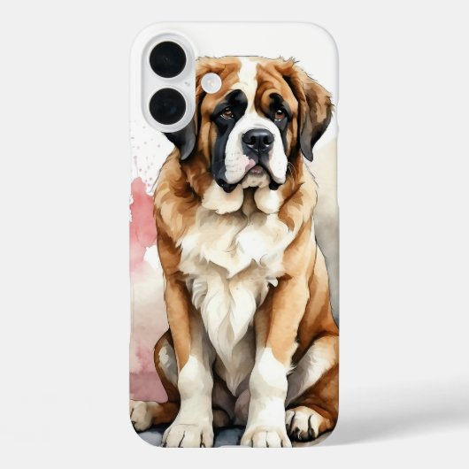 LARGE WATERCOLOR SAINT BERNARD DOG Case-Mate iPhone HÜLLE (Rückseite)