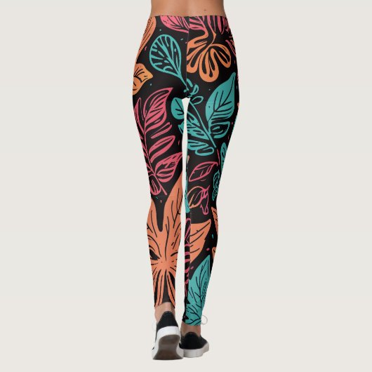 Large Whimsical Leaves Leggings (Rückseite)