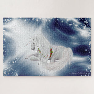 Large - Winter Storm Fantasy Holiday Unicorn Puzzle