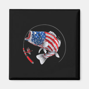 Largemouth B Fisch USA Amerikanische Flagge Angeln Magnet