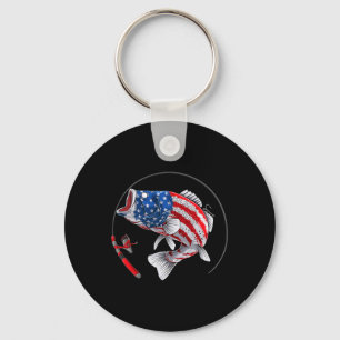 Largemouth B Fisch USA Amerikanische Flagge Angeln Schlüsselanhänger