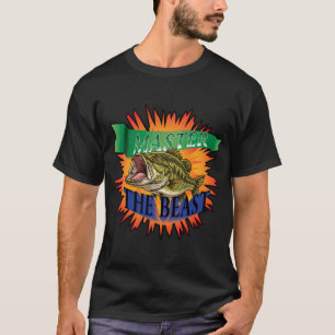 Largemouth-Barsch-Vektorillustration mit Text "Mas T-Shirt