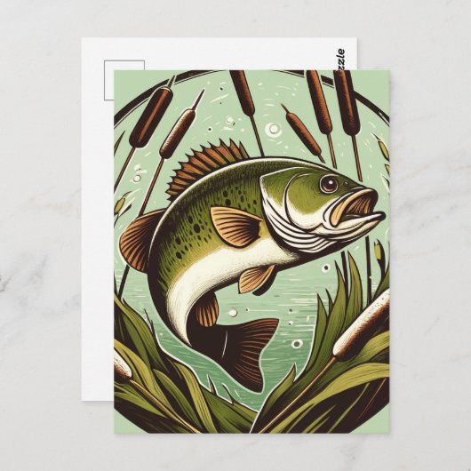 Largemouth Bass angler Fisherman Father's Day Postkarte (Vorne/Hinten)