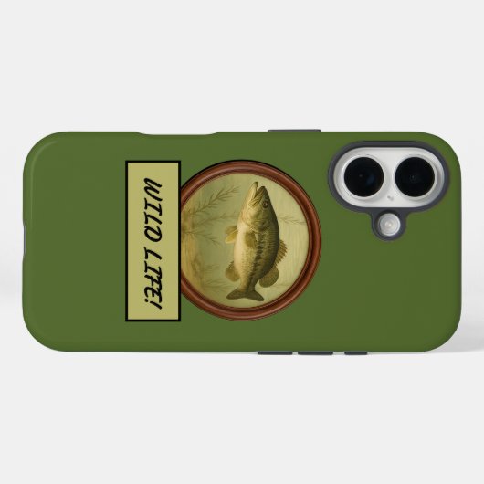 Largemouth Bass Dark Olive Green iPhone Case (Rückseite (Horizontal))