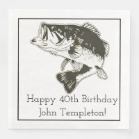 Largemouth Bass Fischen Geburtstag Napkins