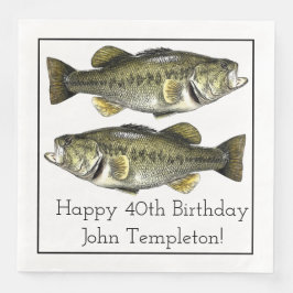 Largemouth Bass Fischen Geburtstagsparty Napkins Serviette