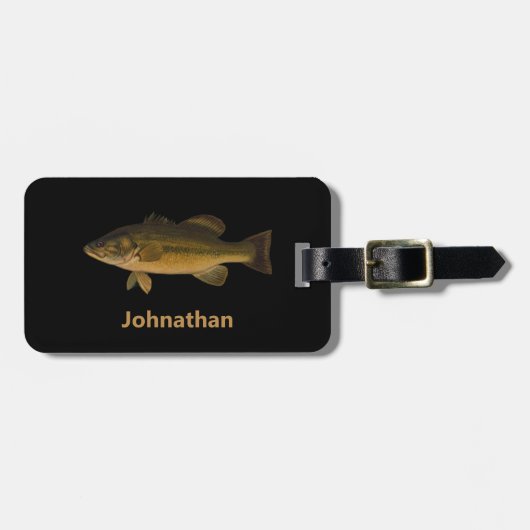 Largemouth Bass Fish and Name Phone Double-Sided Gepäckanhänger (Vorderseite horizontal)