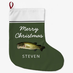 Largemouth Bass Fish Frohe Weihnachten Personalisi Großer Weihnachtsstrumpf