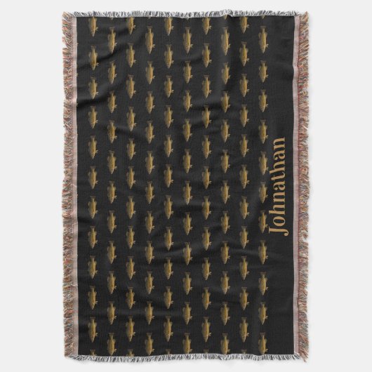 Largemouth Bass Fish Pattern Black Decke (Vorderseite Vertikal)