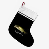 Largemouth Bass Fish Personalisierter Name Großer Weihnachtsstrumpf (Vorderansicht (hängend))