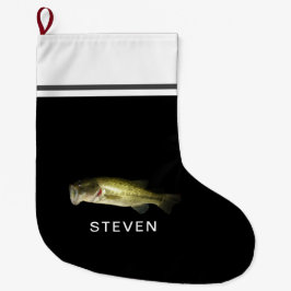 Largemouth Bass Fish Personalisierter Name Großer Weihnachtsstrumpf