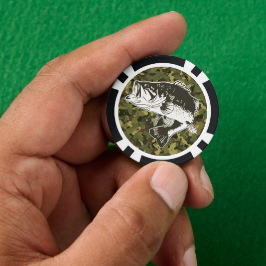 Largemouth Bass Fishing Camouflage Cool Sports Pokerchips (Hand)