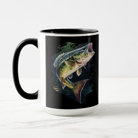 Largemouth Bass Fishing Monogram Tasse (Links)