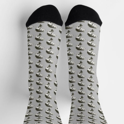 Largemouth Bass Fishing Pattern Angler Fisherman Socken (Oben)