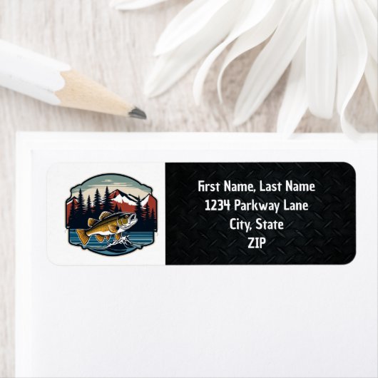 Largemouth Bass Fishing Return Address Labels (Insitu)