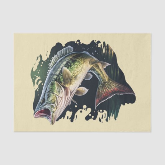 Largemouth Bass Fishing Seidenpapier (Vorderseite)