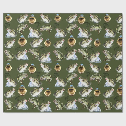 Largemouth Bass Fishing Wrapping Paper Geschenkpapier (Flach)