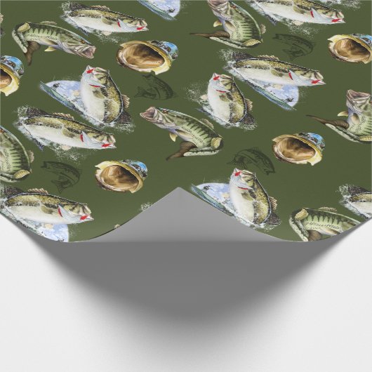 Largemouth Bass Fishing Wrapping Paper Geschenkpapier (Ecke)