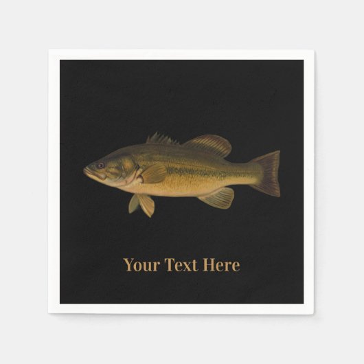 Largemouth Bass Ihren Text hier Fisch Serviette (Vorderseite)