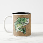 Largemouth Bass Jumping Dragonfly Angeln Zweifarbige Tasse (Links)