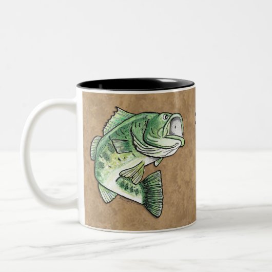 Largemouth Bass Jumping Dragonfly Angeln Zweifarbige Tasse (Links)