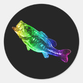 LARGEMOUTH BASS Rainbow Runder Aufkleber (Vorderseite)