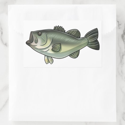 Largemouth Bass Rechteckiger Aufkleber (Tasche)