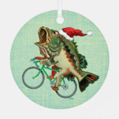 Largemouth Bass Reiten mit Weihnachtsmannmütze Ornament Aus Metall (Rückseite)