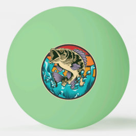 Largemouth Bass Retro Sunset Fischen Tischtennisball