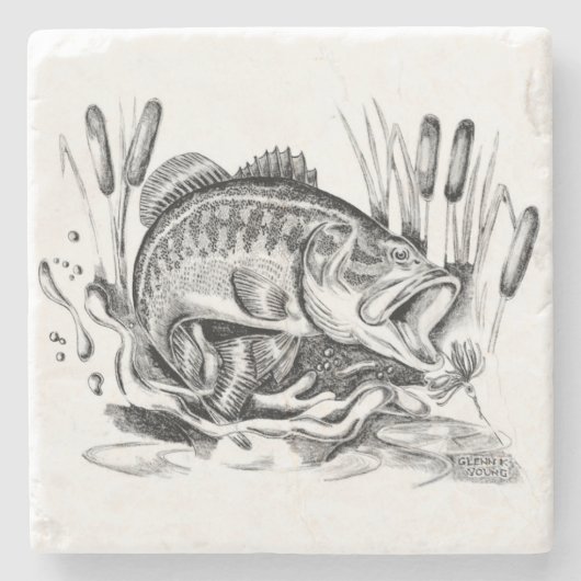 Largemouth Bass Steinuntersetzer (Vorderseite)