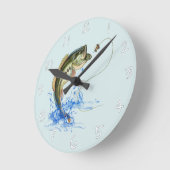 Largemouth Jumping Bass Fishing Lure Runde Wanduhr (Winkel)