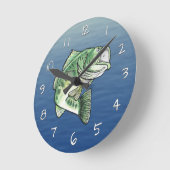 Largemouth Jumping Bass Fishing Runde Wanduhr (Winkel)