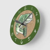 Largemouth Jumping Bass Fishing Runde Wanduhr (Winkel)