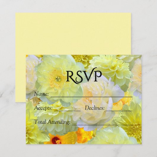 Larger Yellow Floral Watercolor Wedding RSV RSVP Karte (Vorne/Hinten)