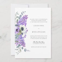 Larissa Elegant Lila Blumen All-in-One Hochzeit Einladung