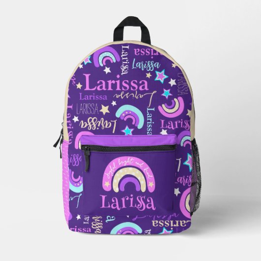 Larissa graphic rainbow name definition bedruckter rucksack (Vorderseite)