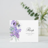 Larissa Lila Floral Meal Choice Wedding RSVP Postkarte (Stehend Vorderseite)