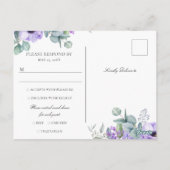Larissa Lila Floral Meal Choice Wedding RSVP Postkarte (Rückseite)