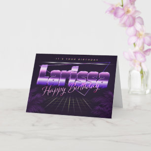 Larissa Name Vorname lila retro Karte Geburtstag