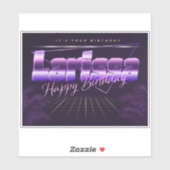 Larissa Name Vorname lila retro Sticker Geburtstag (Blatt)