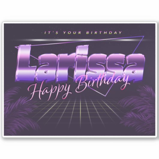 Larissa Name Vorname lila retro Sticker Geburtstag (Vorderseite)