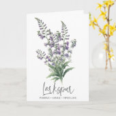 Larkespur July Birth Blume Birthday Card Karte (Gelbe Blume)