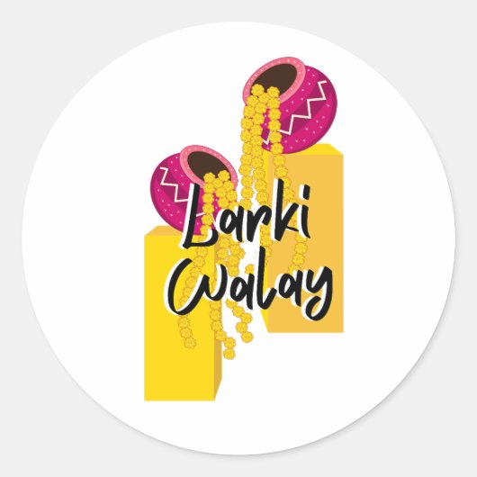 Larki Walay | Desi Wedding Playful Celebration Runder Aufkleber (Vorderseite)